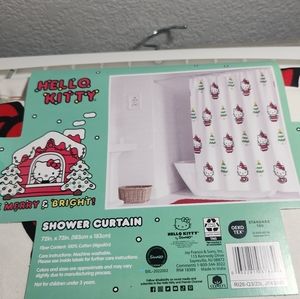 HELLO KITTY Christmas TREES 72" x 72" Shower Curtain Sanrio Holiday New 2023